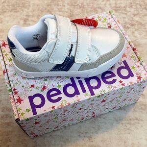 Pediped White and Navy Kids Sneakers